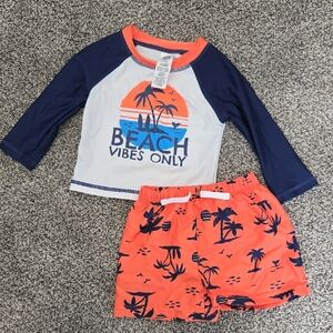 Kids Beach Vibes Swim Set - Navy and Orange
